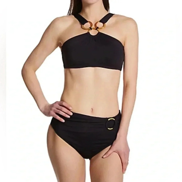 Bleu Rod Beattie Ring Me Up Over Shoulder Ring Swim Top and High Waist Bottom - Picture 2 of 14